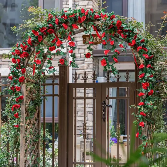 Kitcheniva Artificial Wall Vine Garland Rose Red Flowers {3}