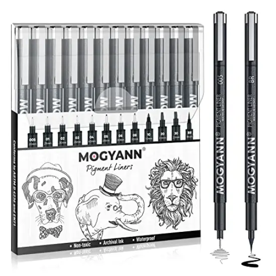 Drawing Pens Black Art Pens for Drawing 12 Size Waterproof Ink Pens for Artists Sketching, Manga, Writing {1}