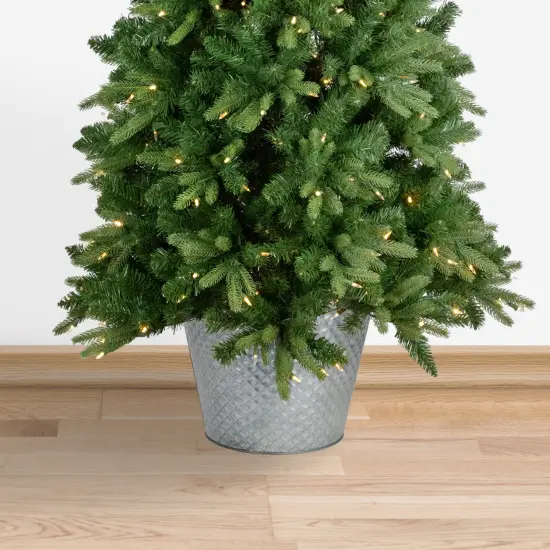 Northlight 14" Silver Zinc Bucket Christmas Tree Collar {3}