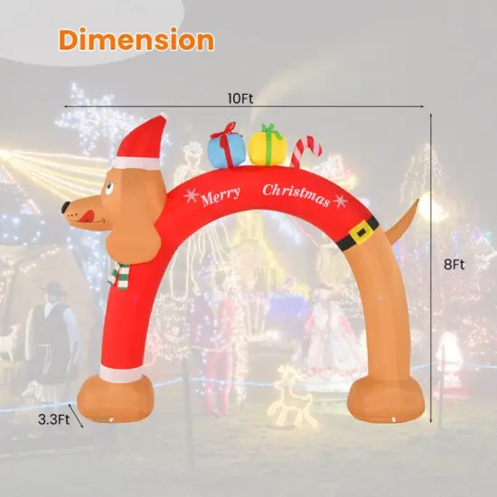 8 Feet Lighted Inflatable Christmas Dachshund Arch with Air Blower {5}