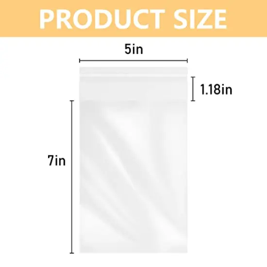200 Pieces 5''x 7'' Clear Resealable Cello/Cellophane Good for Bakery,Adhesive Treat, Candle, Soap, Cookie Poly Bags {1}