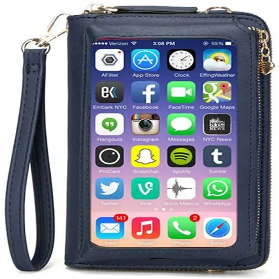 Kitcheniva Crossbody Cell Phone Purse Bag Shoulder Strap Touch Screen Dark blue {1}
