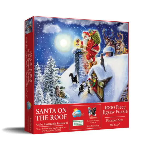 Sunsout Santa on the Roof 1000 pc Christmas Jigsaw Puzzle 61103 {3}