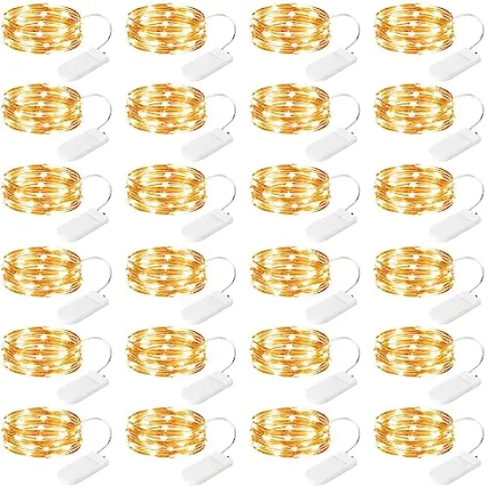 Brightown 24 Pack Fairy Lights Battery Operated String Lights - 7 ft 20 LED Mini String Lights Waterproof Silver Wire Firefly Lights for Vases Mason Jars DIY Crafts Plants Table Centerpieces Wedding {1}