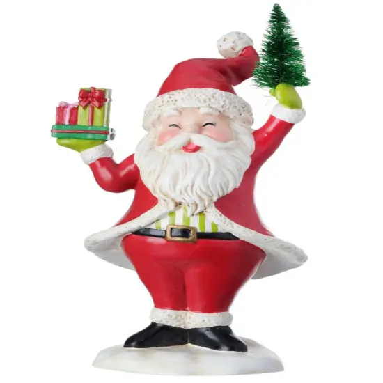 SANTA HOLDING PACKAGES & TREE -8.5"H {1}
