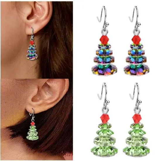 Kitcheniva Colorful Crystal Christmas Tree Earrings Dangle {3}