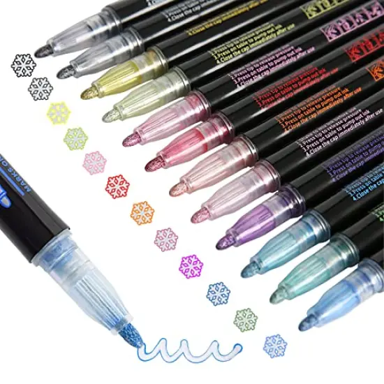 Super Squiggles Outline Markers-12 Colors Super Squiggles Shimmer Markers,Outline Markers Double Line Pen,Outline Markers Self-Outline Metallic Markers {2}