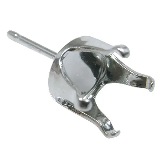 JewelrySupply Sterling Silver 8mm Snap & Set Earrings 4 Prong (1 Pair of Sterling Silver Earrings) {4}
