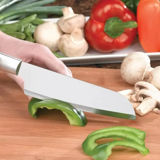 Rada Cook's Knife, Hand-Sharpened 6.25 inch Curved Blade Knives, Stainless Steel Cutlery with Solid Aluminum Handle {5}