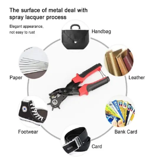 Heavy-Duty Leather Hole Punch Pliers with 6 Sizes for Belt Holes {2}