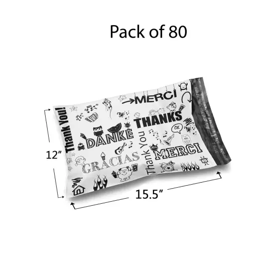 Poly Mailer Envelopes 12 x 15.5 Glossy Multi Design, Premium Thank You Shipping Bags for Small Business {7}