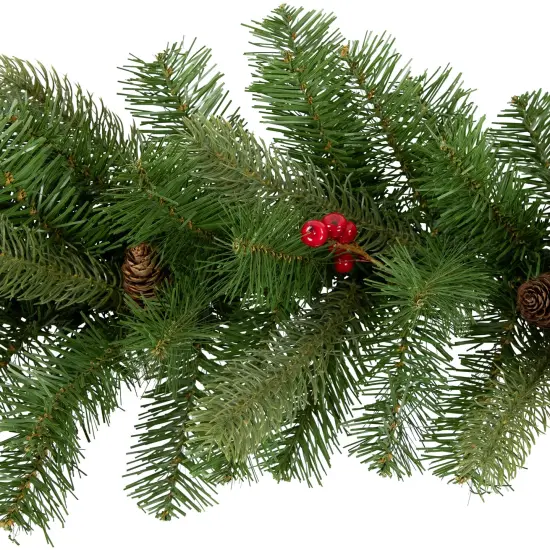 Northlight Real Touch&trade;️ Noble Fir Commercial Christmas Garland with Berries - Unlit - 25' x 12" Green {6}