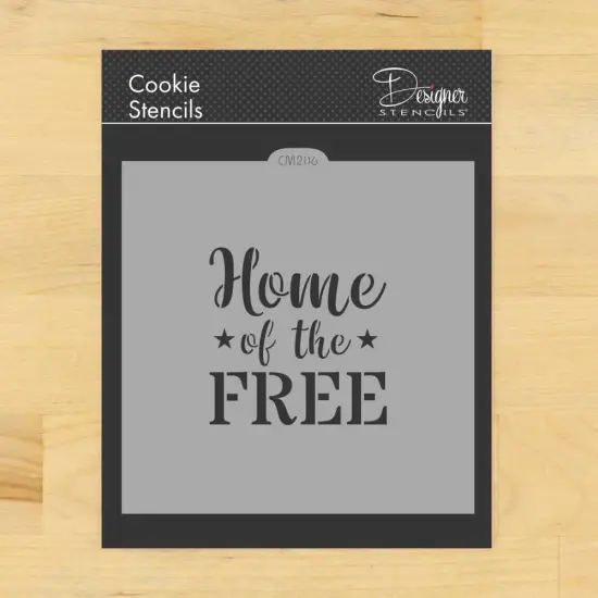 Home of the Free Cookie & Craft Stencil | CM206 by Designer Stencils | Cookie Decorating Tools | Baking Stencils for Royal Icing, Airbrush, Dusting Powder | Craft Stencils for Canvas, Paper, Wood | Reusable Food Grade Stencil {1}