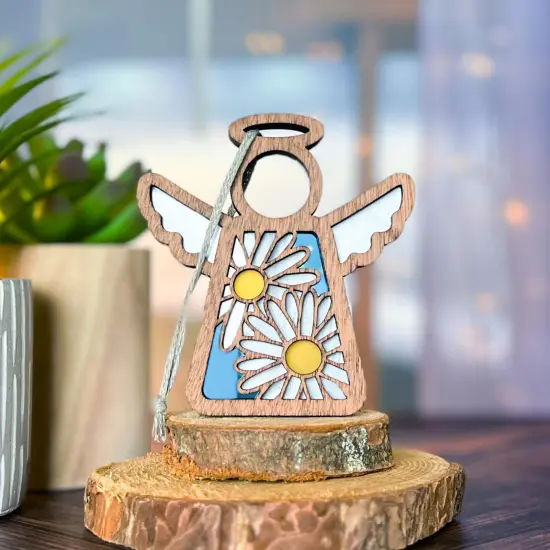 3.5" (H) Daisy Ornament - Handcrafted in Texas - Mother's Angels® Christmas Angel Wings Figurine {4}