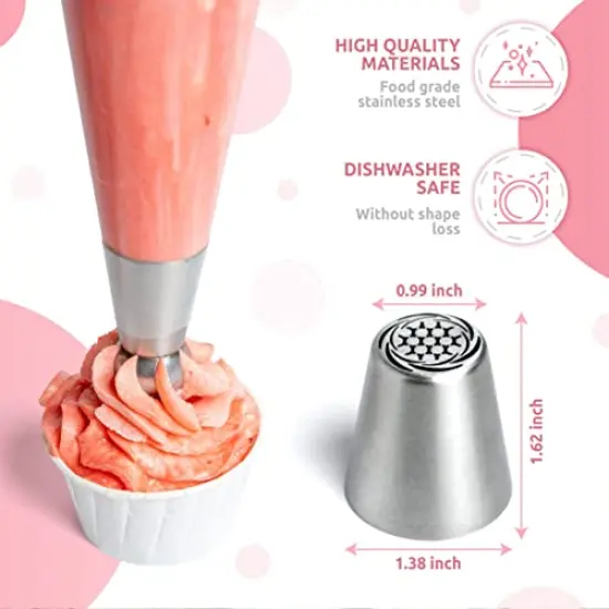 Premium Russian Piping Tips Cake Decorating Complete Set 42 pcs Baking Supplies Kit with Storage Gift Box - 12 Russian Tulip Icing Piping Nozzles - Flower Shaped Frosting Nozzles Kit {3}