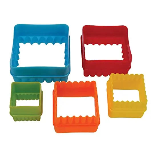 5 Piece SetSquare Cookie and Biscuit Cutters, Assorted Sizes, Bright Colors, {1}
