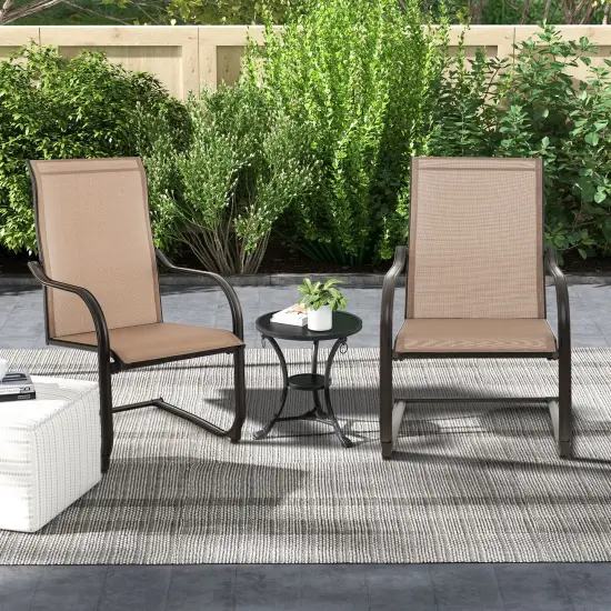 2 Pieces C-Spring Motion Patio Dining Chairs with Breathable Fabric {2}