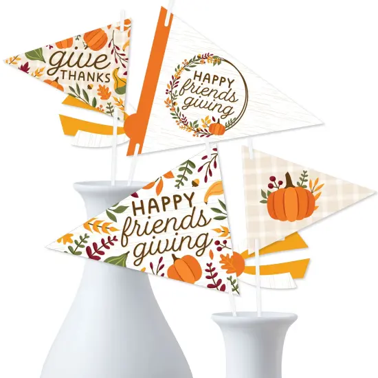 Big Dot of Happiness Fall Friends Thanksgiving - Triangle Friendsgiving Party Photo Props - Pennant Flag Centerpieces - Set of 20 {7}