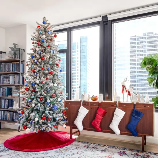 Quilted Velvet Christmas Stocking with Pick-Stitch Detail Red Velvet {3}