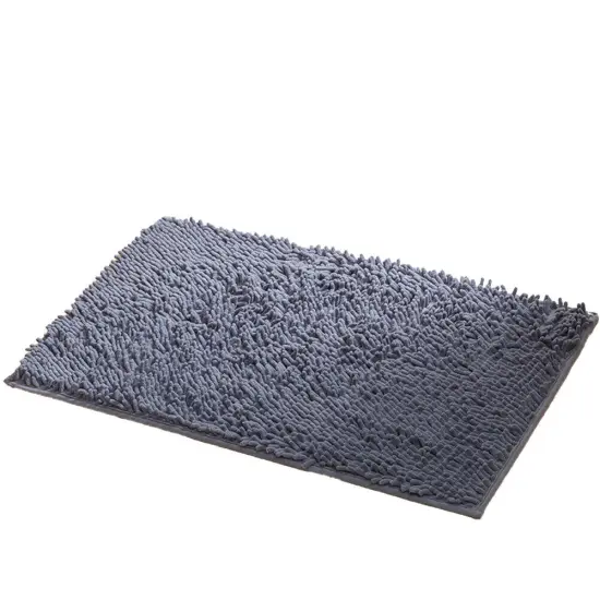 Kitcheniva Luxury Chenille Non Slip Bathroom Rugs Grey {2}