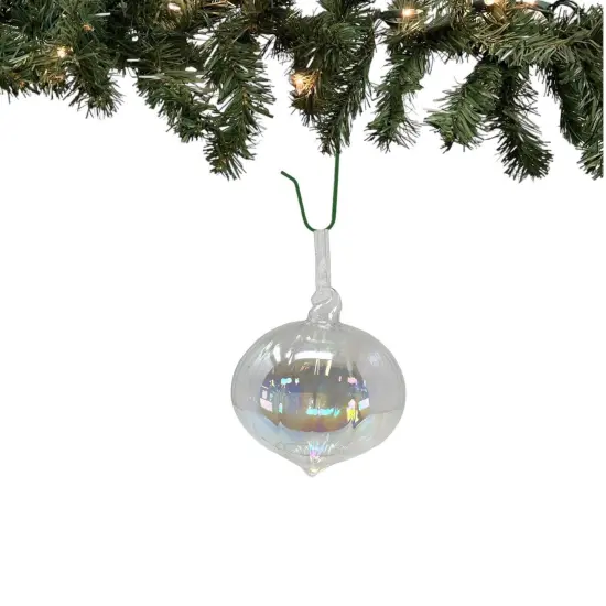 Clear Iridescent Glass Christmas Ornament {2}