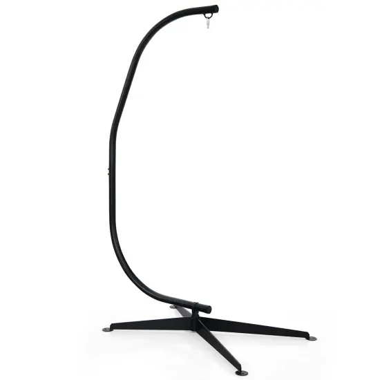 Black Solid Steel C Hammock Frame Stand with 360 Degree Rotation {1}