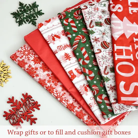 Wrapables Tissue Paper 20 x 28 Inch for Gift Wrapping, Arts & Crafts, Paper Flowers, Garlands, Tassels (60 Sheets), Festive Red & Green {3}