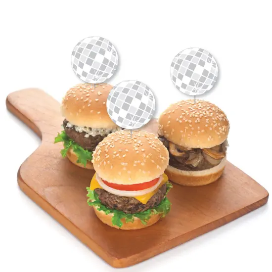 Big Dot of Happiness Disco Ball - Dessert Cupcake Toppers - Groovy Hippie Party Clear Treat Picks - Set of 24 {4}