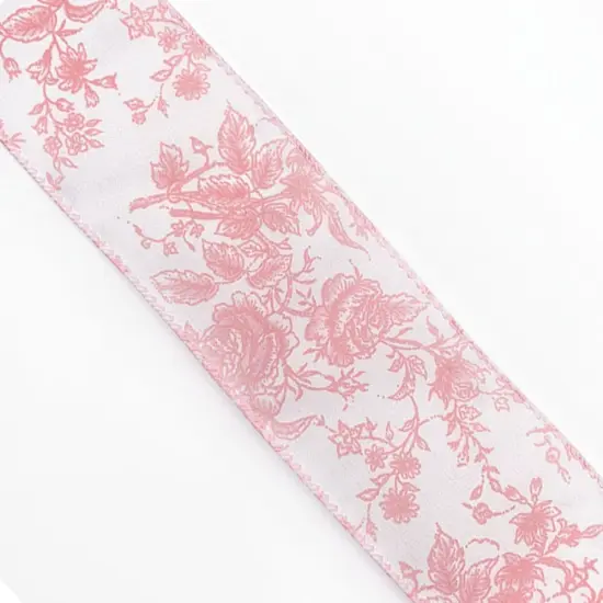 Designer&rsquo;s Shop Rose Floral wired edge ribbon, 2.5&rdquo; x 10 yard, Holiday and Wedding Ribbons Pink {3}