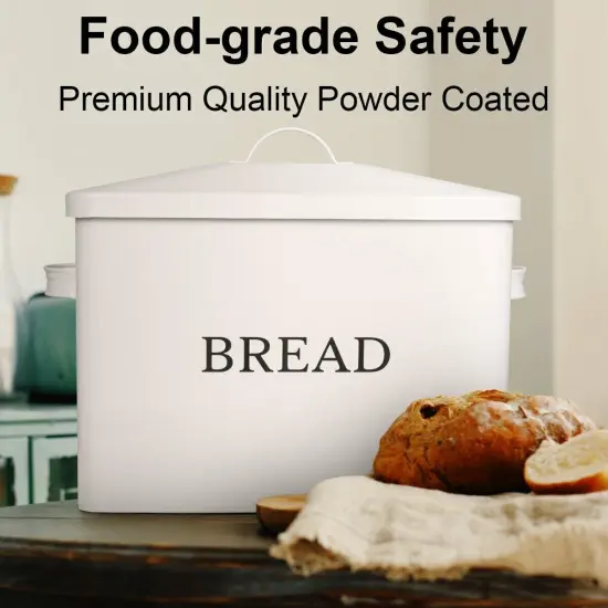 Large Stainless Steel Bread Box for Kitchen Countertop White {3}