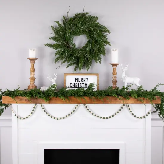 Northlight 6' Green and Cream Wooden Beads Christmas Garland, Unlit {4}