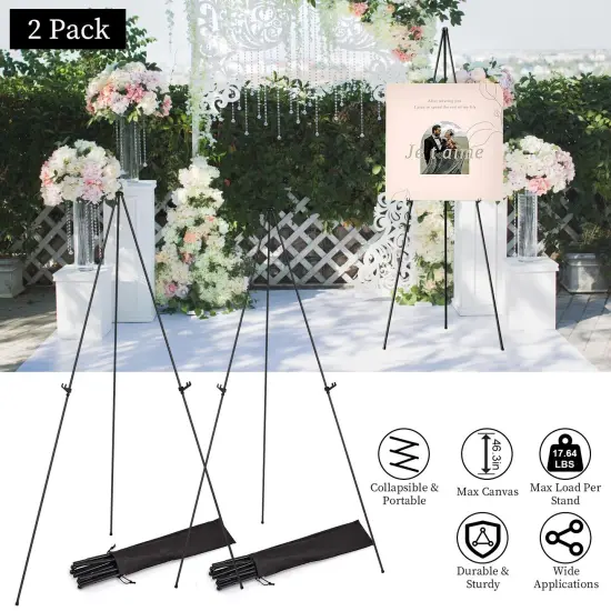 2 Pack Easel Stand for Display 61in Iron Alloy Drawing Stand with 2 Carry Bags {2}