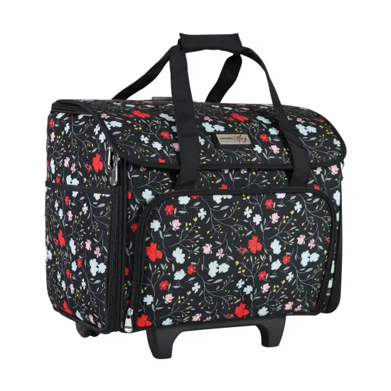 Teacher Rolling Tote, Black Floral {4}