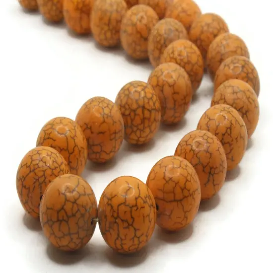 25 17mm Round Dyed Orange Synthetic Turquoise Stone Beads {1}