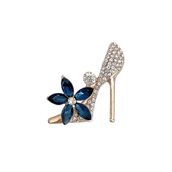 Wrapables Crystal Rhinestone High Heel Shoe Brooch Pin, Blue {1}