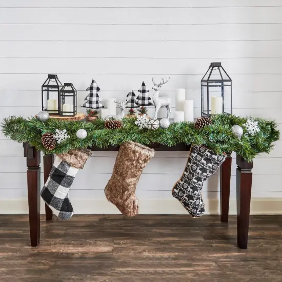 Cabin Blanket Stocking in Black and White {3}