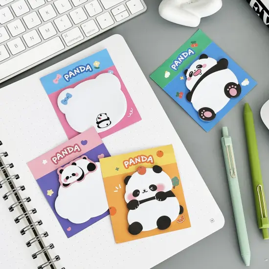 Wrapables Cute Panda Sticky Notes, Adhesive Memo Notepads for Home, Office, Work (Set of 8) {6}
