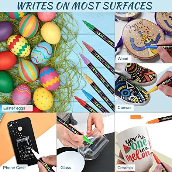 24 Colors Premium Extra Fine Point Acrylic Paint Marker Pens for Wood, Canvas, Stone, Rock Painting, Glass, Ceramic Surfaces, DIY Crafts Making Art Supplies {5}