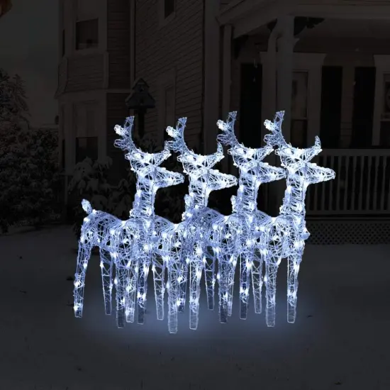 4 pcs Christmas ReindeersBlue 160 LEDs Acrylic Cold white {1}