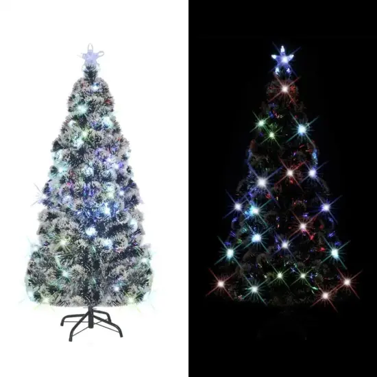 5ft Green and White LED Fiber Optic Christmas Tree {1}