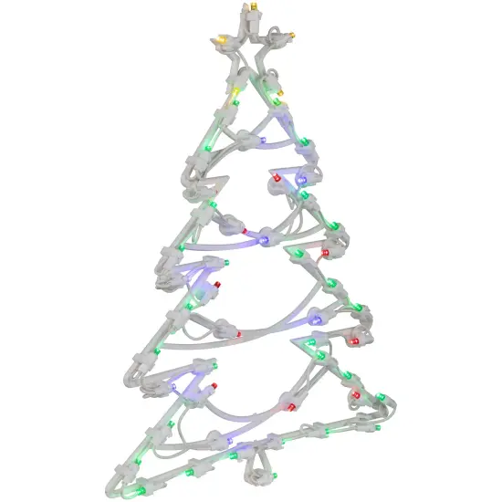 Northlight LED Lighted Christmas Tree Window Silhouette Decoration - 16" - Multicolor Lights White {6}