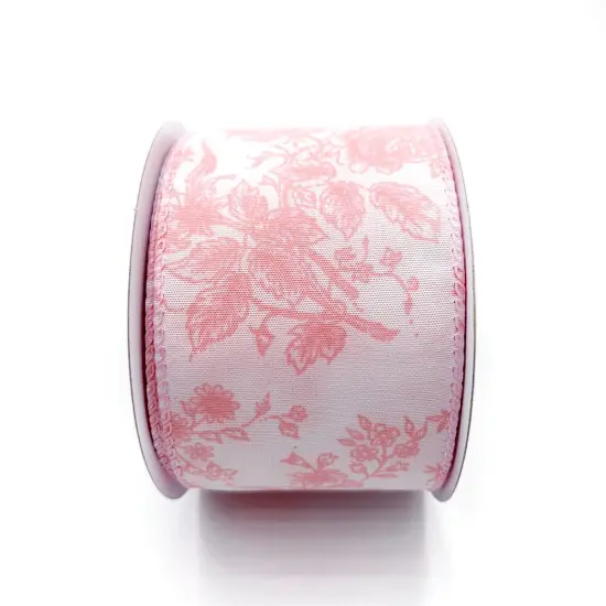 Designer&rsquo;s Shop Rose Floral wired edge ribbon, 2.5&rdquo; x 10 yard, Holiday and Wedding Ribbons Pink {2}