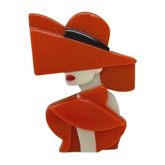 Wrapables Acrylic Fashion Brooch Pin for Sweaters, Coats, Scarves, and Bags, Lady in Red {1}