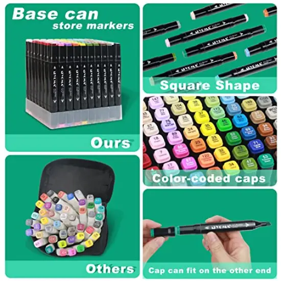60 Colors Alcohol Markers Dual Tip Markers Art Markers Set, Unique Colors (1 Marker Case) Alcohol-based Ink, Fine & Chisel, Black Penholder {1}