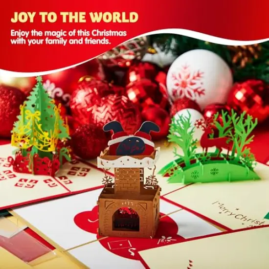 JOYIN Pack of 7 Pop-up 3D Christmas Greeting Cards Unique Designs & Envelopes 6" x 6" for Winter Christmas Season, Holiday Gift Cards, Christmas Gifts Cards. {6}