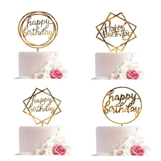 Kitcheniva Glitter Paper Happy Birthday Cake Topper 12 Pcs {1}