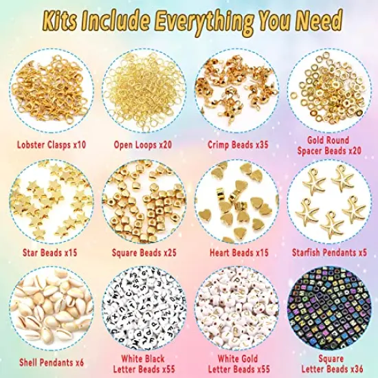 Flat Clay Beads for Jewelry Bracelet Making Kit, 6mm Flat Polymer Heishi Beads DIY Arts and Crafts Kit with Smiley Face Letter Bead,Gifts Toys for Girls Age 6-12 {5}