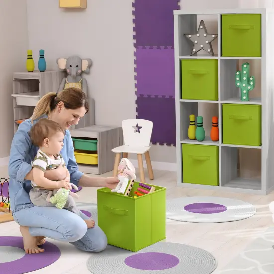 Sorbus Fabric Collapsible Cube Storage Bins Set (6 Pack) Green {2}