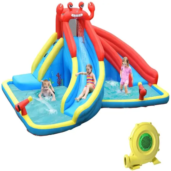 Inflatable Water Slide Bounce House with Water Cannon and Air Blower {3}