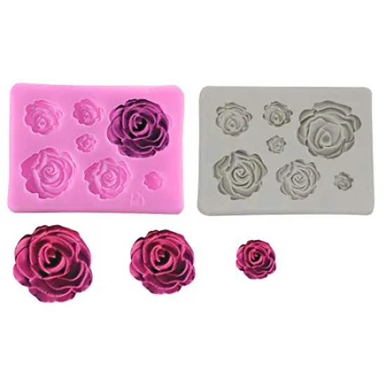 2 Pieces Rose Flowers silicone molds Cake Chocolate Mold wedding Cake Decorating Tools Fondant Sugarcraft Cake Molds {6}